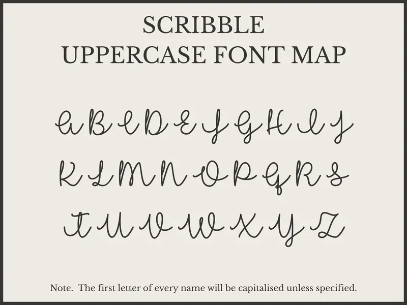 Scribble font capital letters A to Z