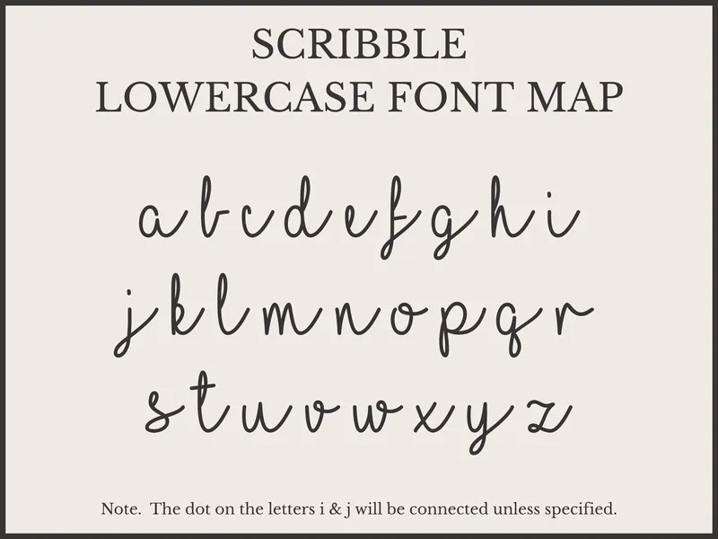 Scribble font lowercase letters a to z