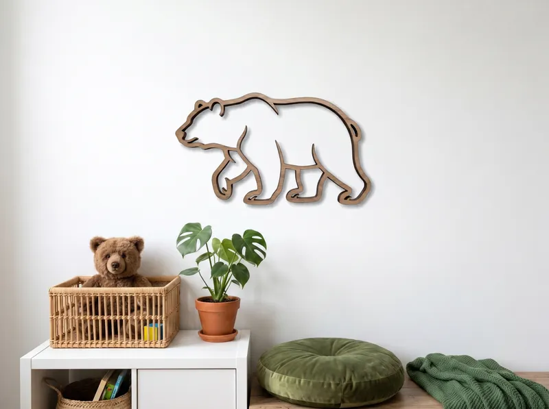American Walnut bear wall art on a child's bedroom wall