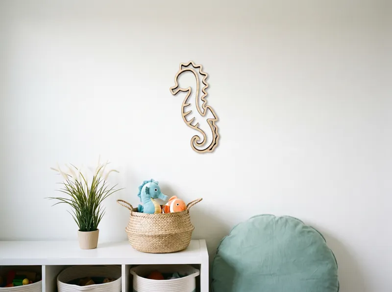 Canadian Maple seahorse wall art on a child's bedroom wall